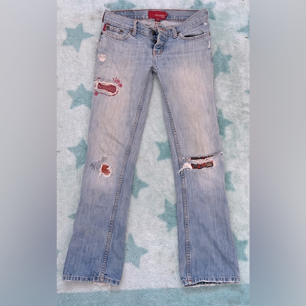 Wicked cute boho hand patched and embroidered jeans